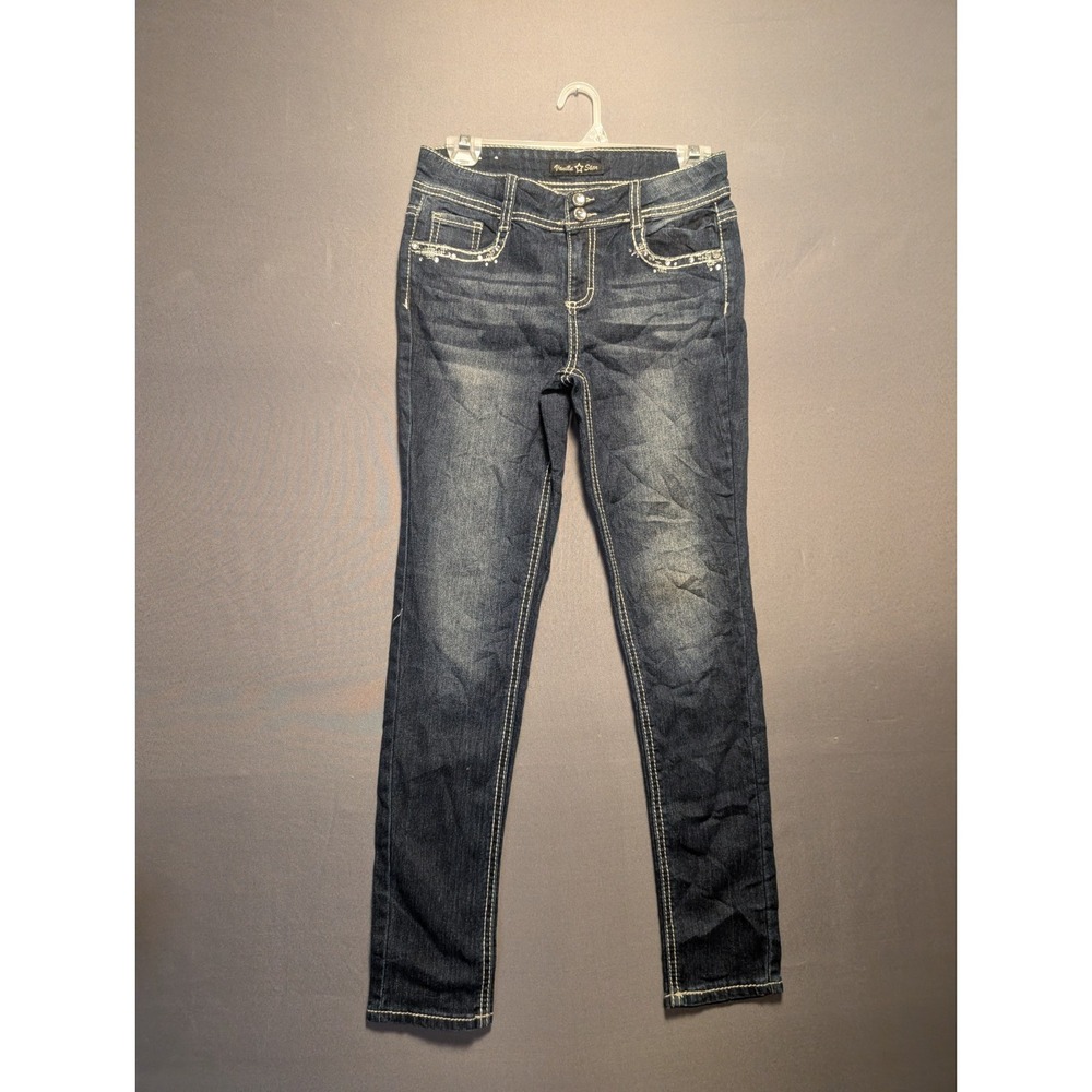 Vanilla Star Jeans Womens 14 Blue Denim Skinny Leg Embellished 315A2353